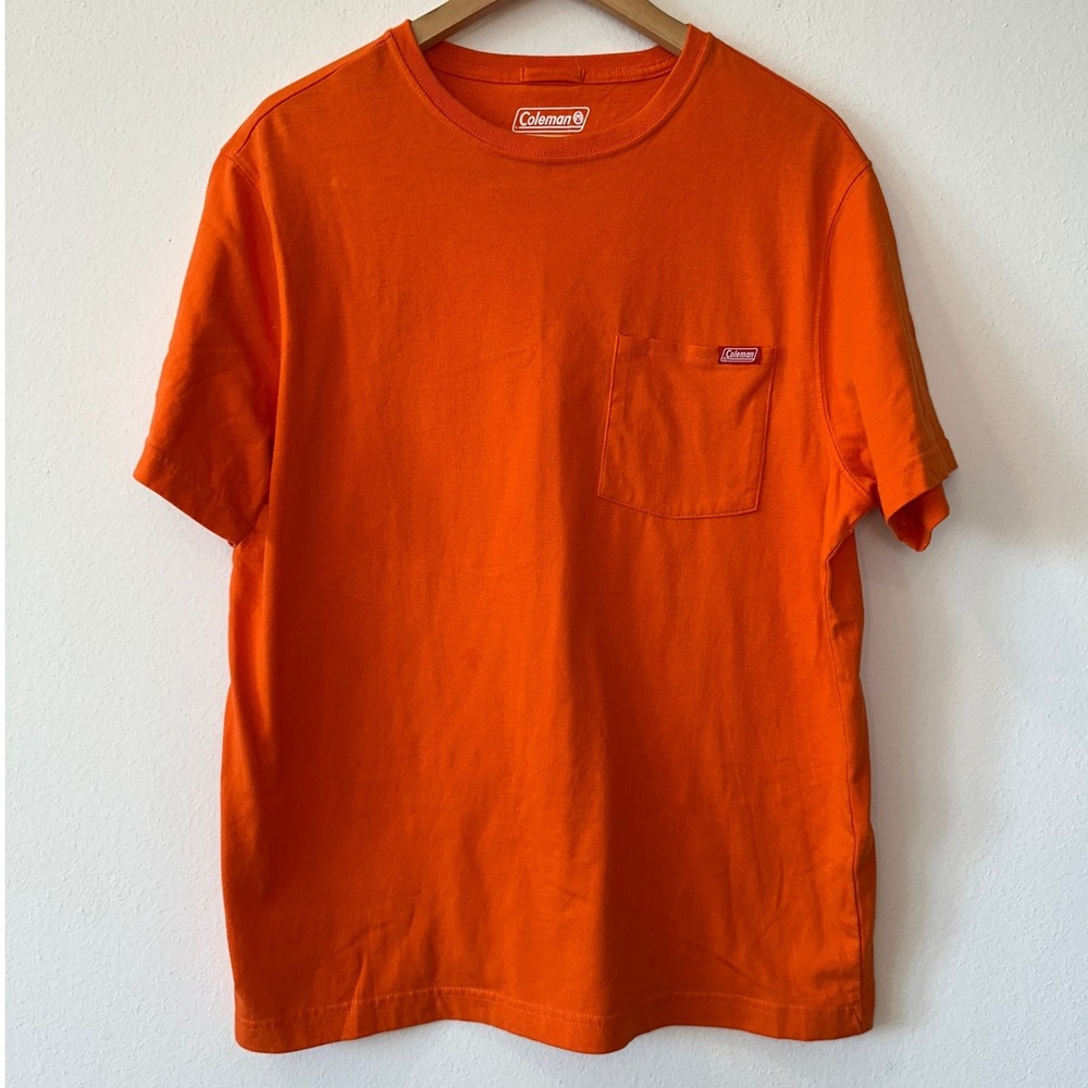 Coleman Mens Orange Short Sleeve Pocket T-Shirt Size M Crewneck Cotton Blend